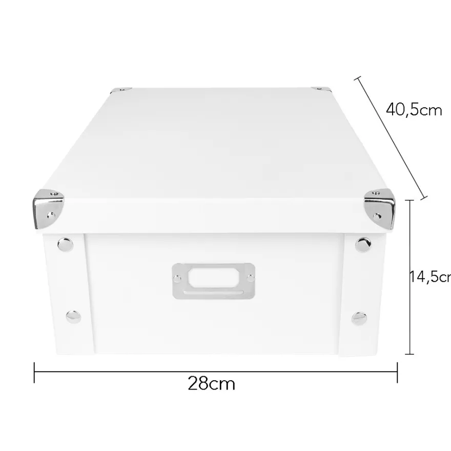 Ordnungsbox, faltbar, mit Deckel, 40,5cm x 28cm x 14,5cm, weiß, 3 Stück