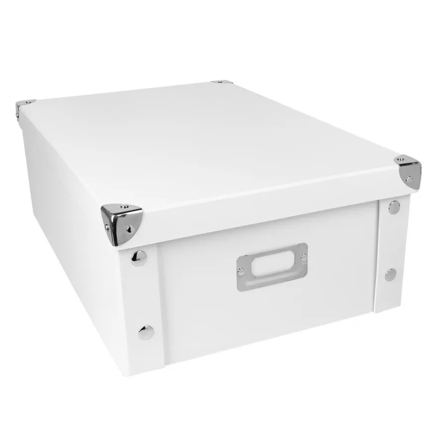 Ordnungsbox, faltbar, mit Deckel, 40,5cm x 28cm x 14,5cm, weiß, 3 Stück