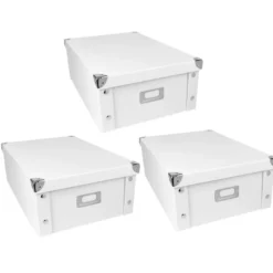 Ordnungsbox, faltbar, mit Deckel, 40,5cm x 28cm x 14,5cm, weiß, 3 Stück