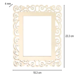 Ornamentik-Rahmen aus Holz, 23cm x 18cm, 3 Designs, inkl. Juteseil, 6 Stück