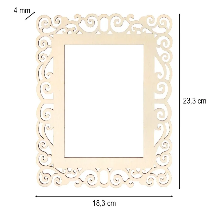 Ornamentik-Rahmen aus Holz, 23cm x 18cm, 3 Designs, inkl. Juteseil, 6 Stück