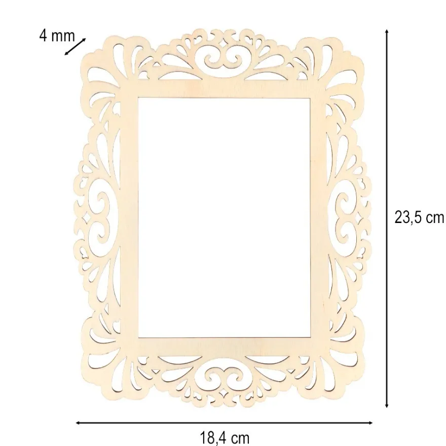 Ornamentik-Rahmen aus Holz, 23cm x 18cm, 3 Designs, inkl. Juteseil, 6 Stück