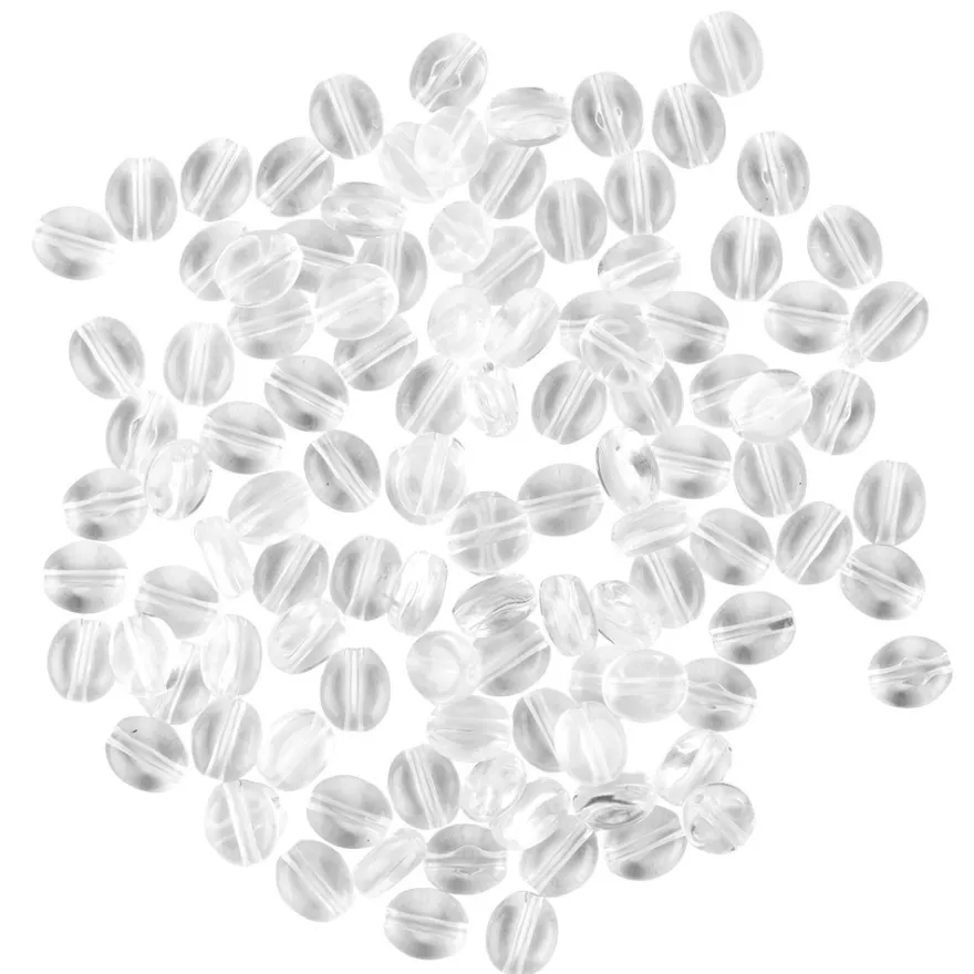 Oval-Perlen, transparent, 8mm, klar, 100 Stück