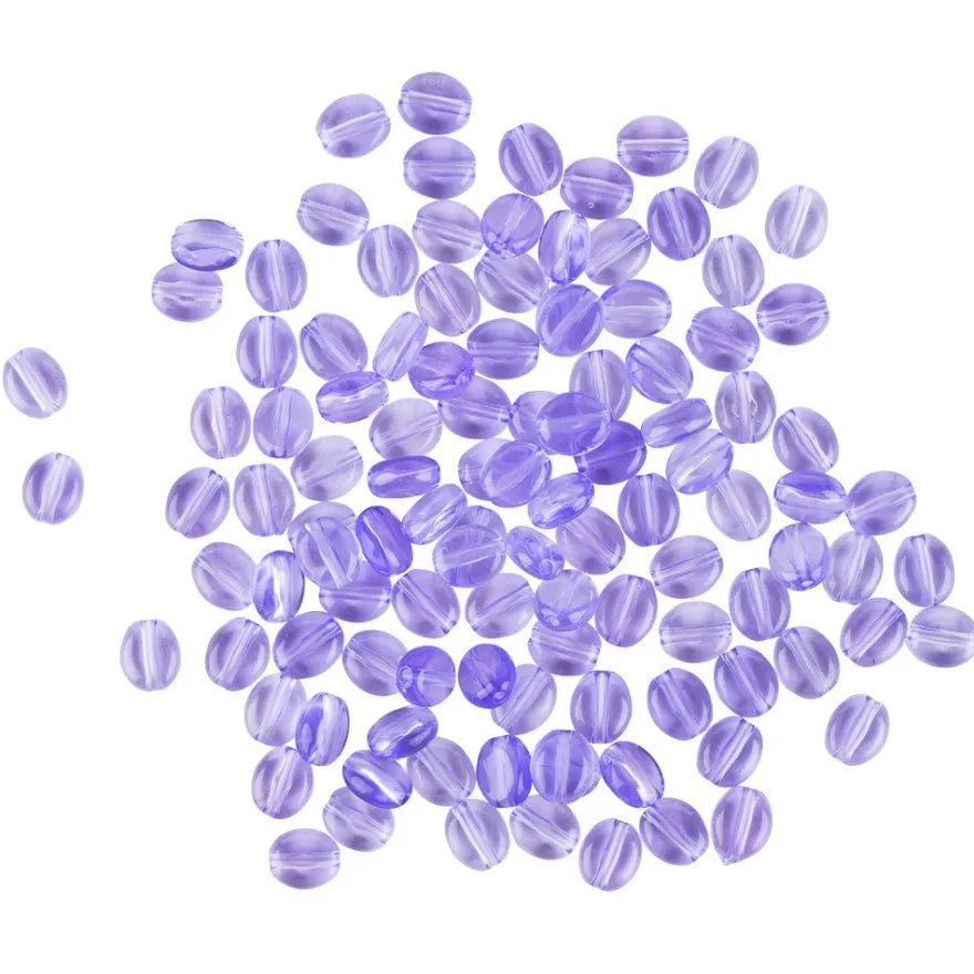 Oval-Perlen, transparent, 8mm, violett, 100 Stück
