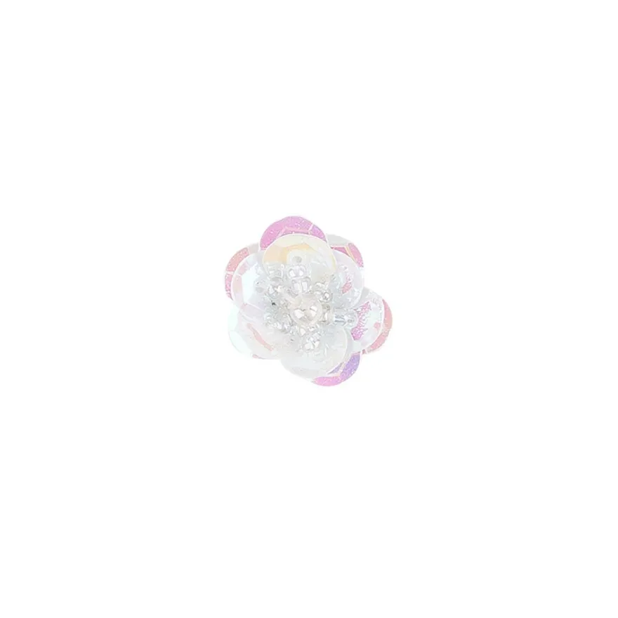 Paillettenblumen, Ø2cm, 10 Stück, weiß-irisierend