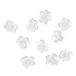 Paillettenblumen, Ø2cm, 10 Stück, weiß-irisierend