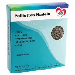 Pailletten-Nadeln, 1,6cm, Köpfchen: Ø 1,8 - 2,0mm, silber, 250g