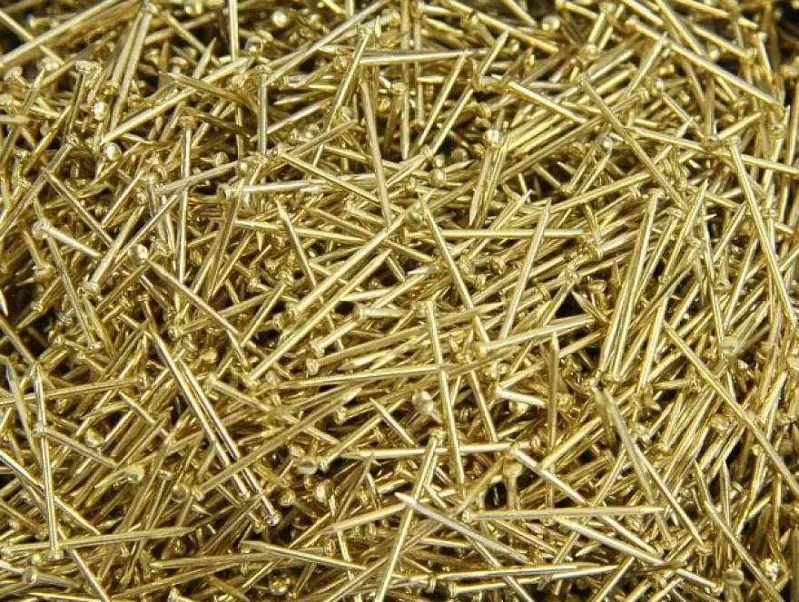 Pailletten-Nadeln, Gold, 1 cm, Köpfchen: 1,3 mm
