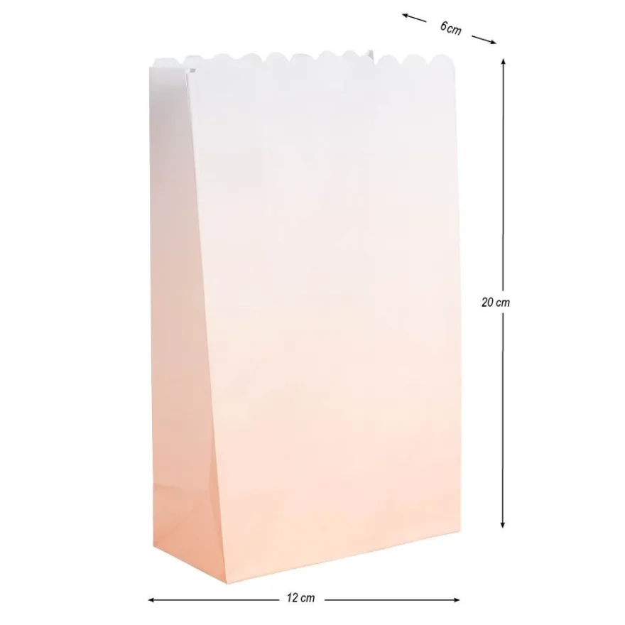 Papiertaschen, Farbverlauf, 20cm x 12cm x 6cm, mit Wellenrand, 3 Farbvarianten, 6 Stück