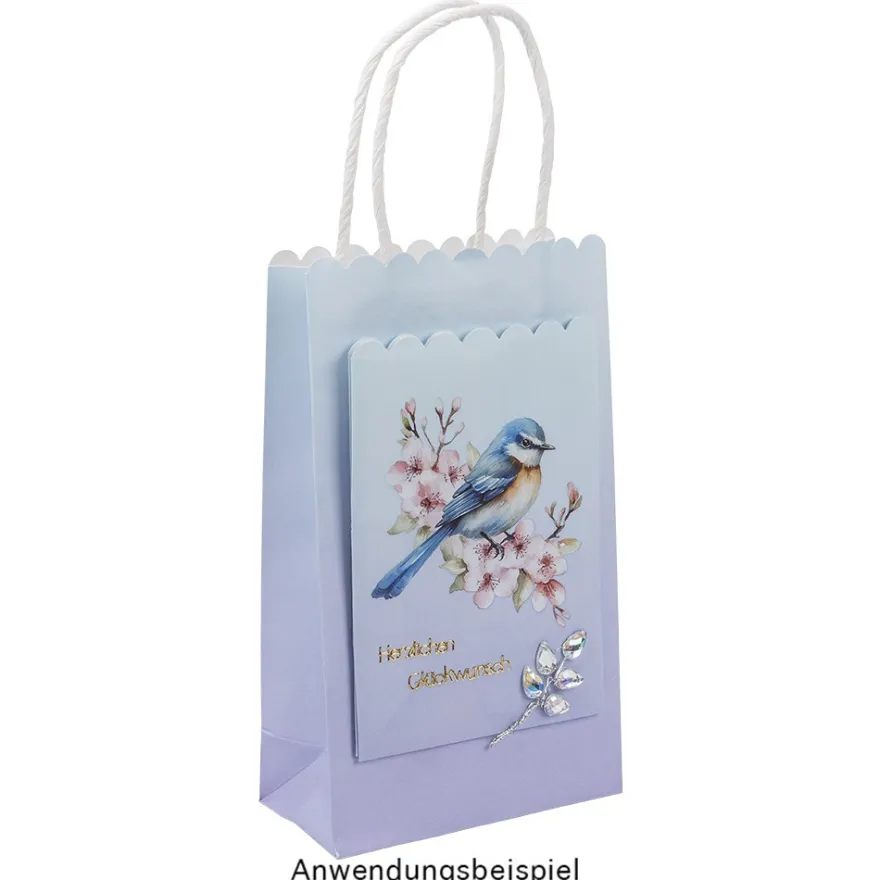 Papiertaschen, Farbverlauf, 14cm x 10cm x 8cm, mit Wellenrand, 3 Farbvarianten, 6 Stück