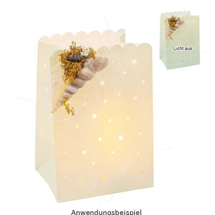 Papiertaschen, Farbverlauf, 14cm x 10cm x 8cm, mit Wellenrand, 3 Farbvarianten, 6 Stück