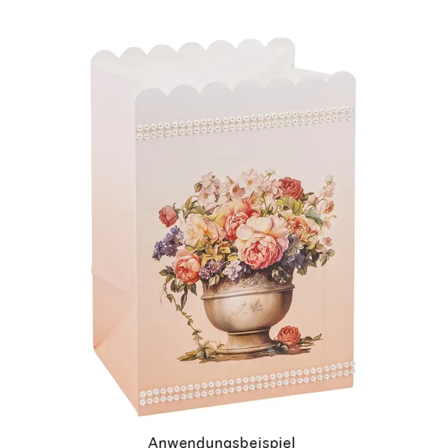 Papiertaschen, Farbverlauf, 14cm x 10cm x 8cm, mit Wellenrand, 3 Farbvarianten, 6 Stück