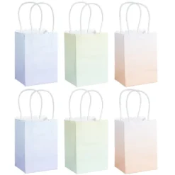 Papiertaschen, Farbverlauf, mit Henkel, 14cm x 10cm x 8cm, mit Wellenrand, 3 Farbvarianten, 6 Stück