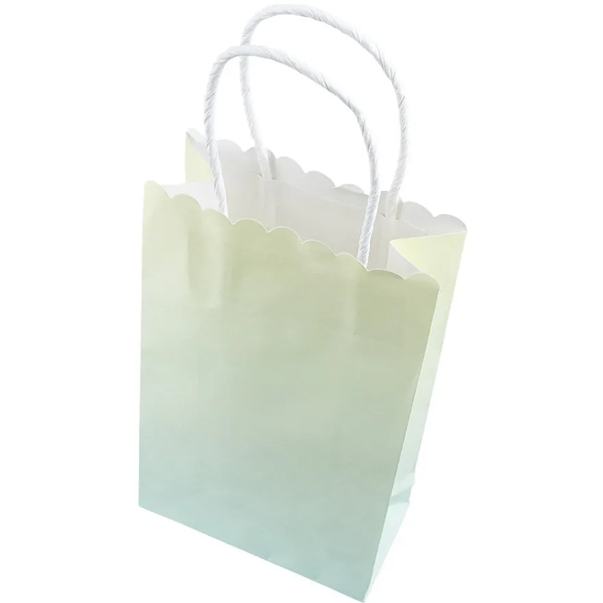 Papiertaschen, Farbverlauf, mit Henkel, 20cm x 12cm x 6cm, mit Wellenrand, 3 Farbvarianten, 6 Stück