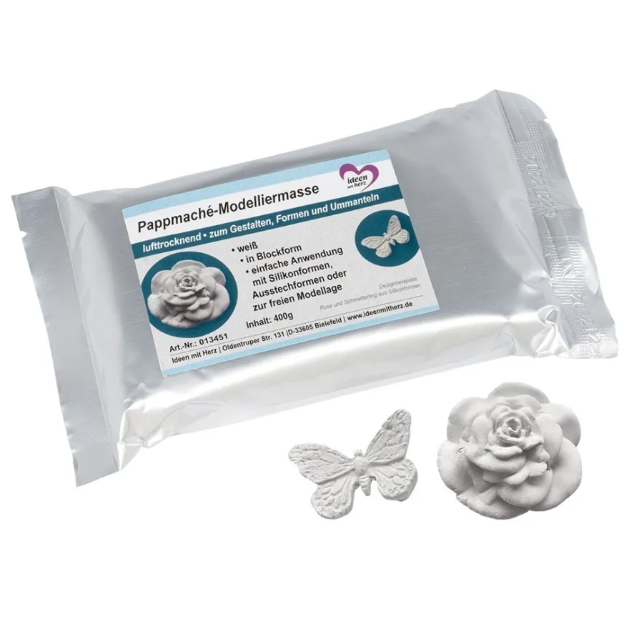 Pappmaché-Modelliermasse, weiß, in Blockform, 400g
