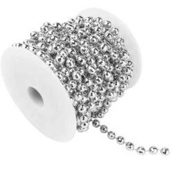 Perlen-Band, auf Rolle, 10m lang, facettierte Perlen; Ø 6mm, silber