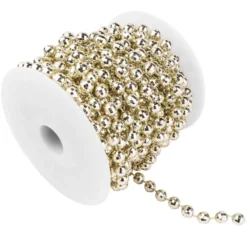 Perlen-Band, auf Rolle, 10m lang, facettierte Perlen; Ø 6mm, hellgold