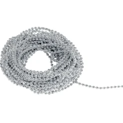 Perlen-Band, 10m lang, Perlen: Ø 3mm, silber