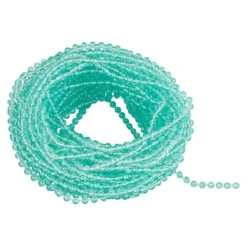 Perlen-Band, 10m lang, Perlen: Ø 3mm, transparent, mint