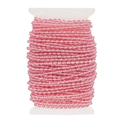 Perlen-Band, 10m lang, Perlen: Ø 3mm, transparent, rosa