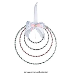 Perlen-Band, 10m lang, Perlen: Ø 3mm, transparent, creme