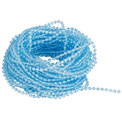 Perlen-Band, 10m lang, Perlen: Ø 3mm, transparent, hellblau