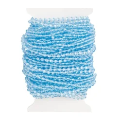 Perlen-Band, 10m lang, Perlen: Ø 3mm, transparent, hellblau
