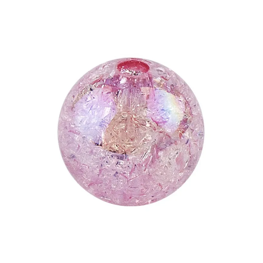 Perlen, Crackle, Ø 10mm, rosa-irisierend, 50 Stk.