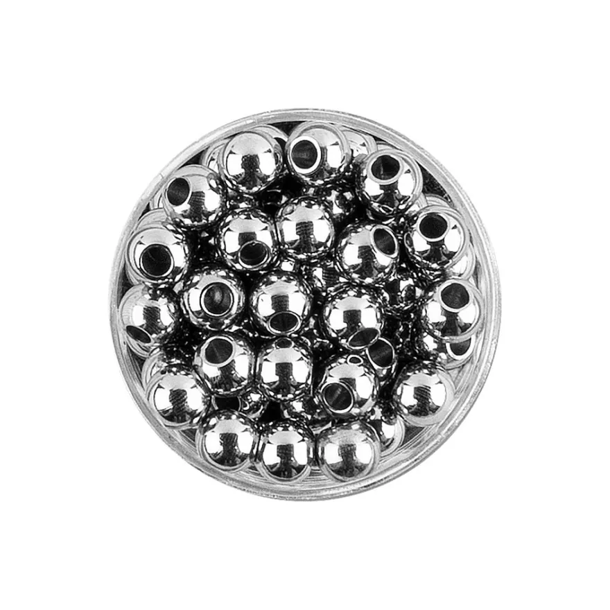 Perlen, Edelstahl, 4mm, silber, 60 Stück