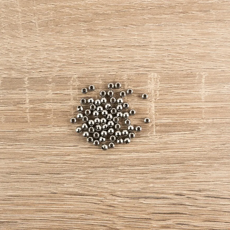 Perlen, Edelstahl, 4mm, silber, 60 Stück
