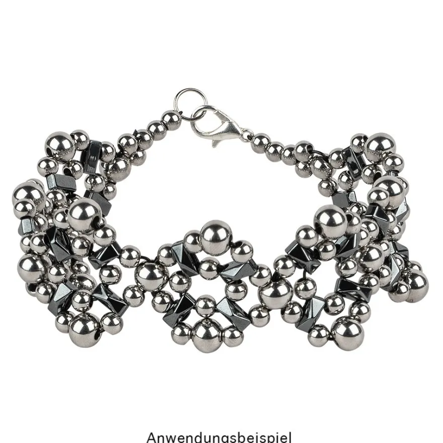 Perlen, Edelstahl, 6mm, silber, 45 Stück
