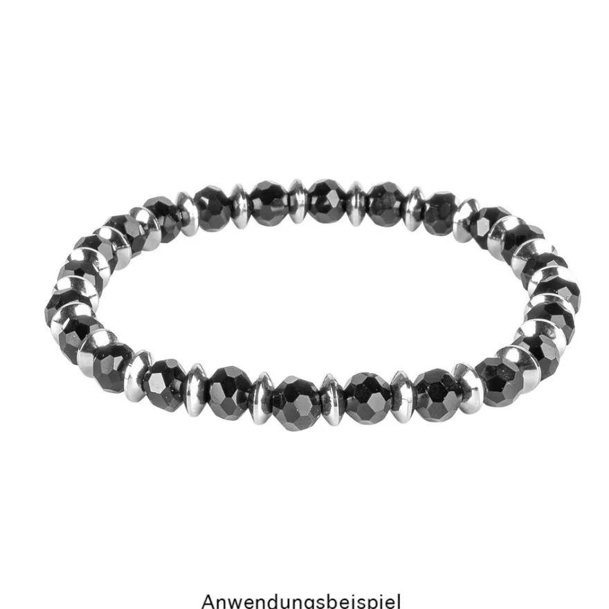 Perlen, Edelstahl, Scheibe, Ø 6mm, 3mm hoch, silber, 40 Stück