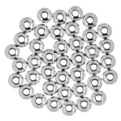 Perlen, Edelstahl, Scheibe, Ø 6mm, 3mm hoch, silber, 40 Stück