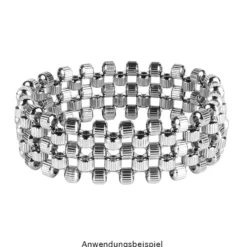 Perlen, Edelstahl, Zylinder, Ø 5mm, 3mm hoch, geriffelt, silber, 45 Stück