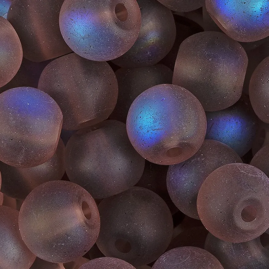 Perlen, gefrostet, changierend, Ø 6mm, gefrostet, rosé, changierend, 140 Stück