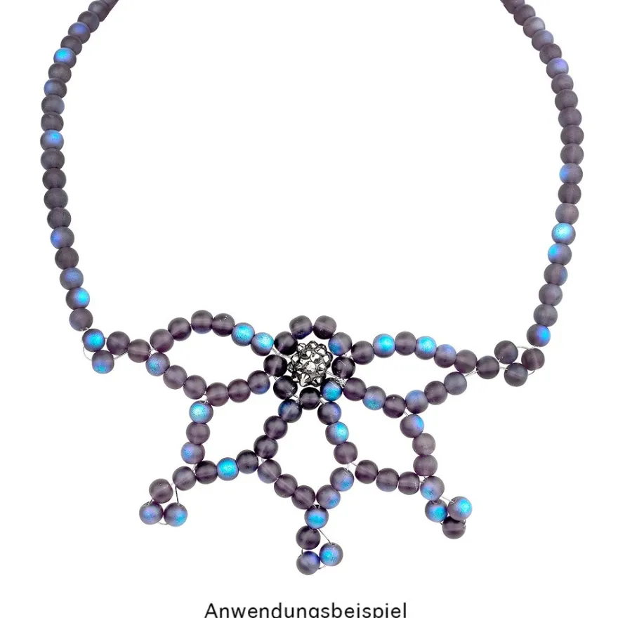 Perlen, gefrostet, changierend, Ø 6mm, gefrostet, anthrazit, changierend, 140 Stück