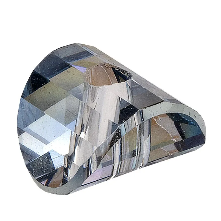 Perlen, gewölbt, 5mm x 5mm x 3mm, transparent, anthrazit, irisierend, 40 Stück