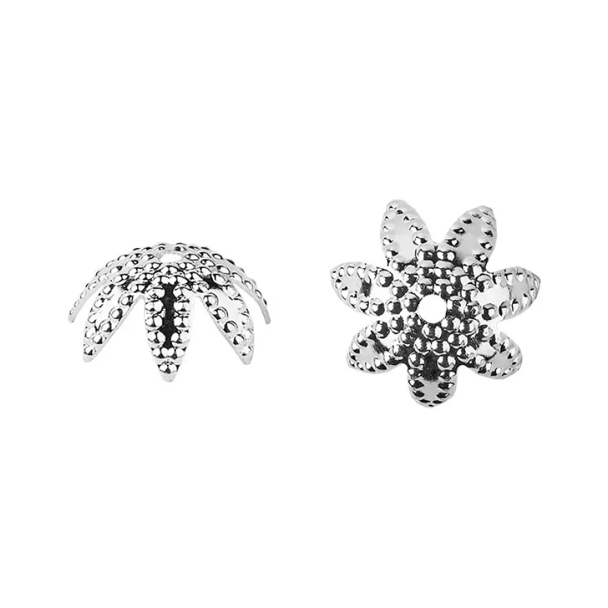 Perlenkappen, Design 1, für Perlen mit Ø6mm, silber, 30 Stück