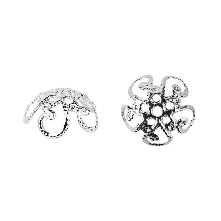 Perlenkappen, Design 2, für Perlen mit Ø8mm, silber, 25 Stück