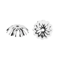 Perlenkappen, Design 4, für Perlen mit Ø 10mm, silber, 20 Stück