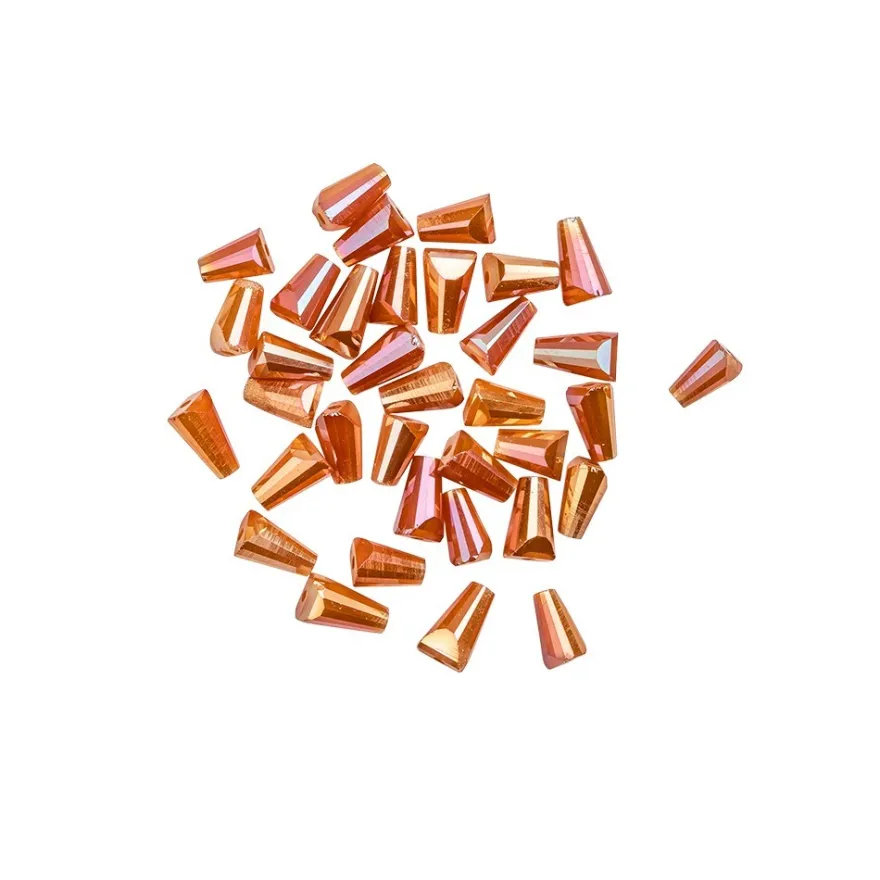 Perlen, Kegel, 3mm x 6mm, hellkupfer, irisierend, 40 Stück
