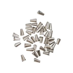 Perlen, Kegel, 3mm x 6mm, zweifarbig, klar, helltaupe, 40 Stück
