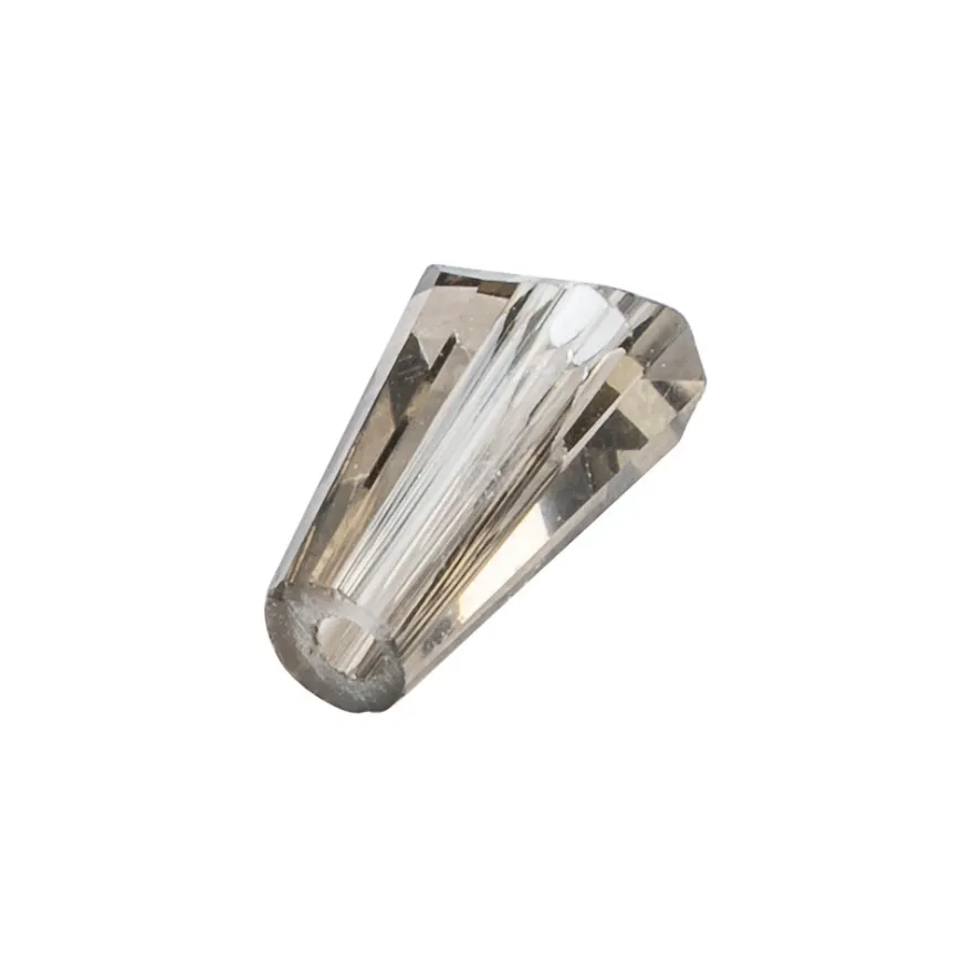 Perlen, Kegel, 3mm x 6mm, zweifarbig, klar, helltaupe, 40 Stück