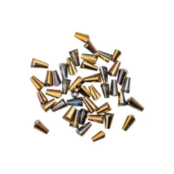 Perlen, Kegel, 3mm x 6mm, zweifarbig, klar, kupfergold-metallic, 40 Stück