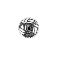 Perlen, Knoten, 0,4cm x 1cm, silber-schwarz, 100 Stück