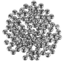 Perlen, Knoten, 0,4cm x 1cm, silber-schwarz, 100 Stück
