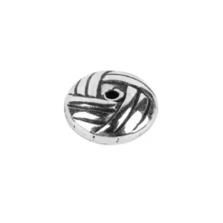Perlen, Knoten, 0,4cm x 1cm, silber-schwarz, 100 Stück