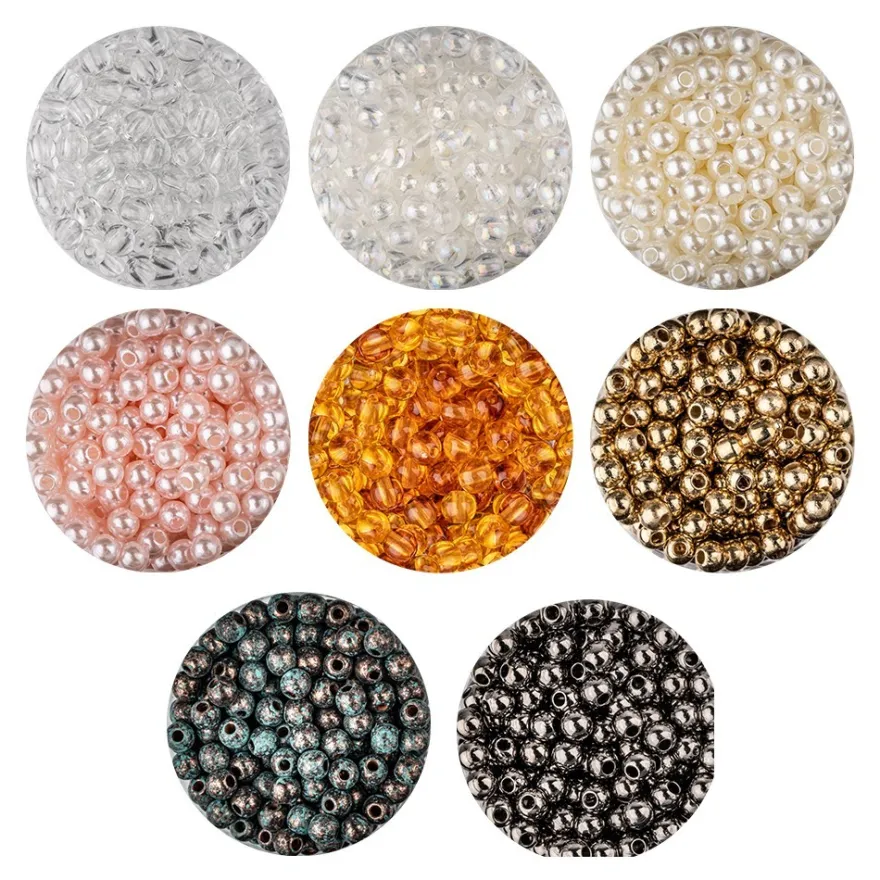 Perlen, Ø 4mm, je Dose 250 Stück, 8 versch. Farben und Oberflächen, 8 Dosen