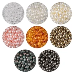 Perlen, Ø 5mm, je Dose 200 Stück, 8 versch. Farben und Oberflächen, 8 Dosen