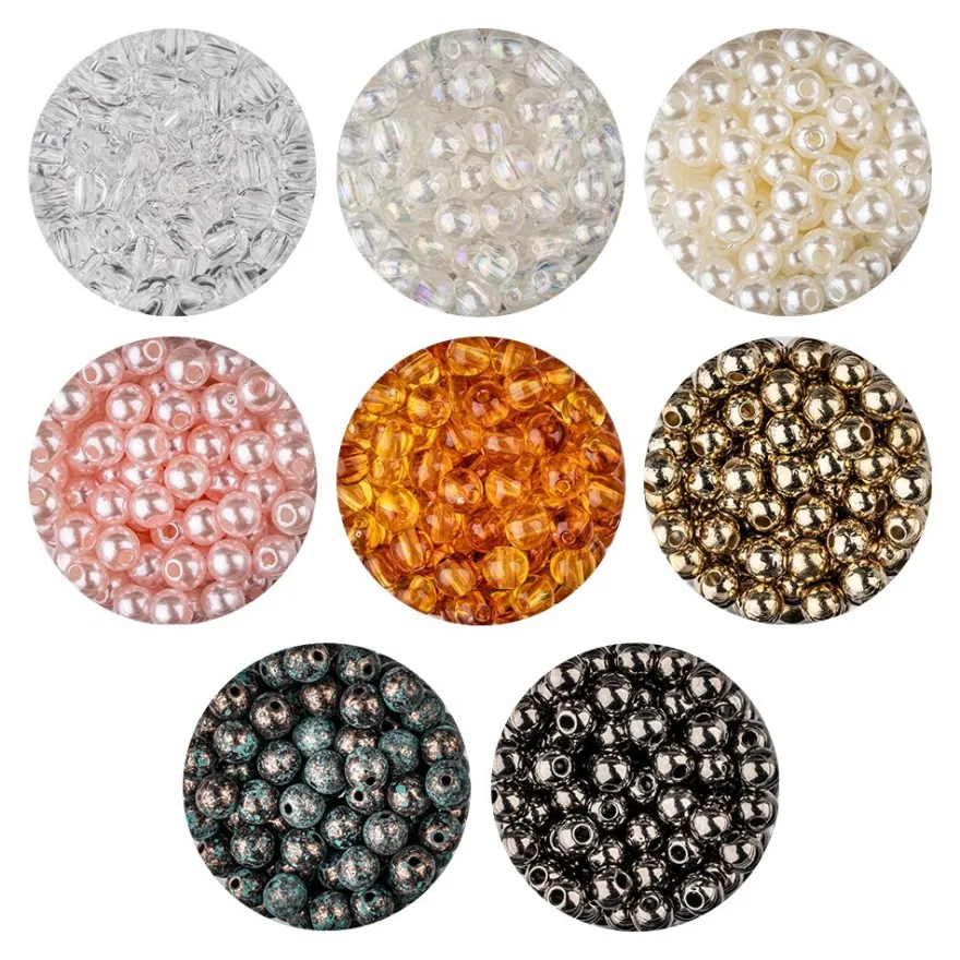 Perlen, Ø 5mm, je Dose 200 Stück, 8 versch. Farben und Oberflächen, 8 Dosen